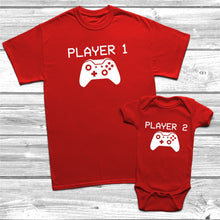 Load image into Gallery viewer, Player 1 And Player 2 Gamer T Shirt Daddy And Baby Xbox Dad Gift Funny Humour Brand Clothing Tee Shirt
