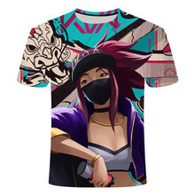 Load image into Gallery viewer, Push Tower Hot Tour League of Legends KDA Akali &amp; Yasuo 3D Printed T-shirt Summer Short Sleeve Game Elements Hip Hop Wind
