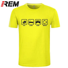 Load image into Gallery viewer, REM Brand Clothing Eat Sleep Game Repeat Gamer Geek Computer Funny T Shirt Tshirt Men Cotton Short Sleeve T-shirt Top Camiseta
