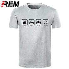 Load image into Gallery viewer, REM Brand Clothing Eat Sleep Game Repeat Gamer Geek Computer Funny T Shirt Tshirt Men Cotton Short Sleeve T-shirt Top Camiseta
