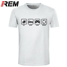 Load image into Gallery viewer, REM Brand Clothing Eat Sleep Game Repeat Gamer Geek Computer Funny T Shirt Tshirt Men Cotton Short Sleeve T-shirt Top Camiseta
