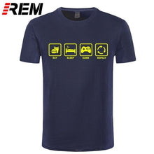Load image into Gallery viewer, REM Brand Clothing Eat Sleep Game Repeat Gamer Geek Computer Funny T Shirt Tshirt Men Cotton Short Sleeve T-shirt Top Camiseta
