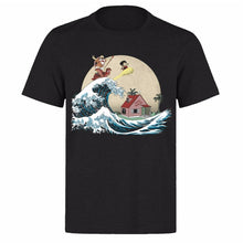 Load image into Gallery viewer, GOKU AND MASTER ROSHI RIDE THE WAVE UNISEX BLACK CLASSIC GAMER PH18 T-Shirt Tee Shirt Brand Clothing Tops
